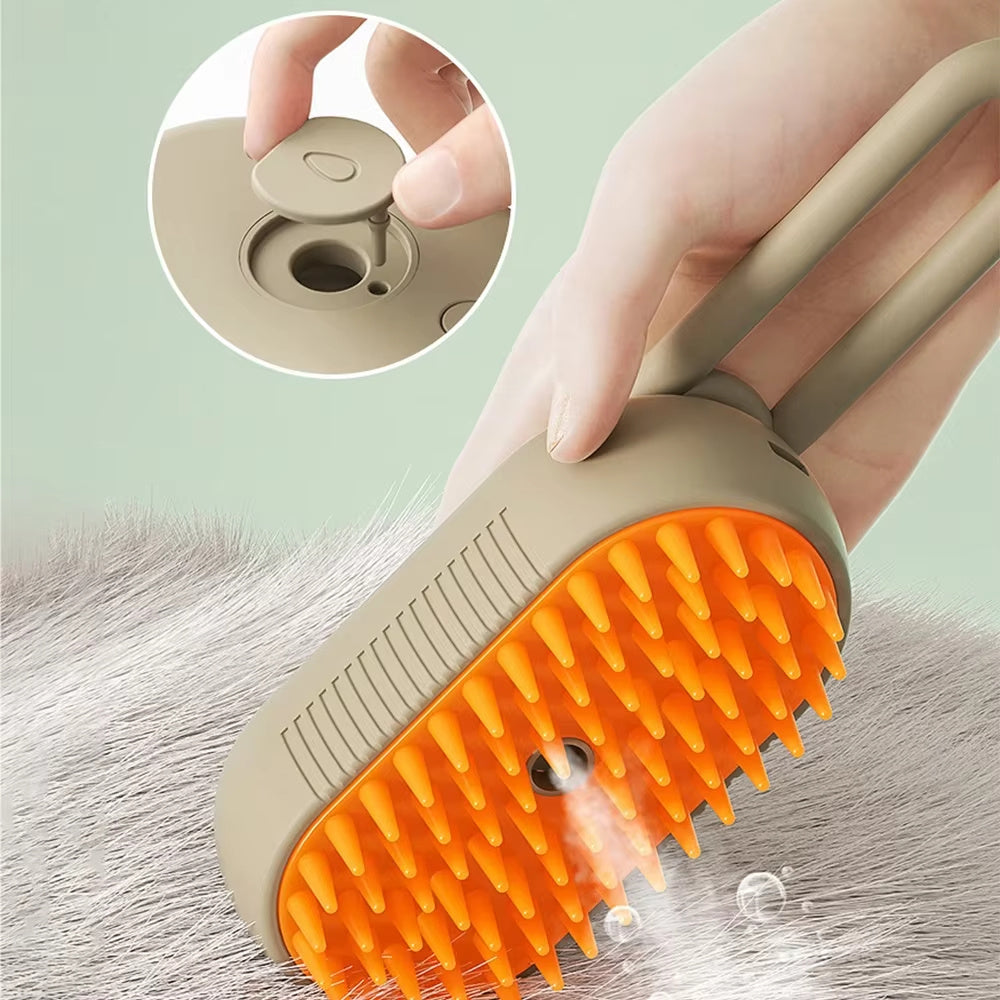 Steam Pet Brush 3-in-1 Massage Dog