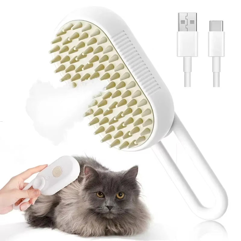 Steam Pet Brush 3-in-1 Massage Dog