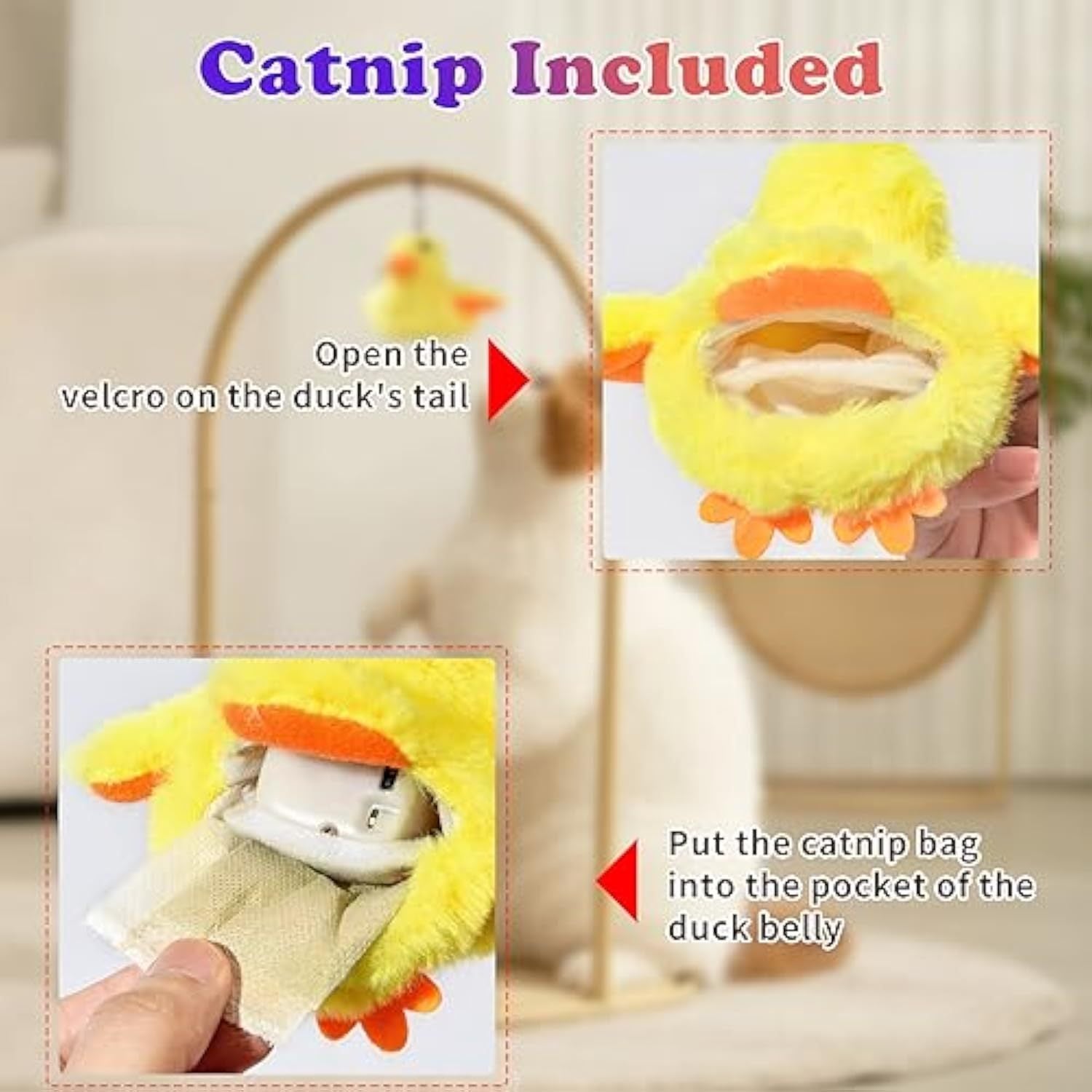 Cat Catnip Toys Beating WingRecs Duck