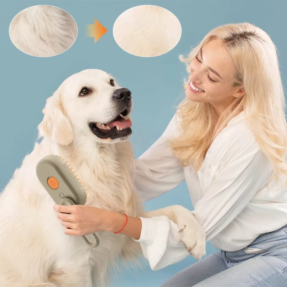 Steam Pet Brush 3-in-1 Massage Dog