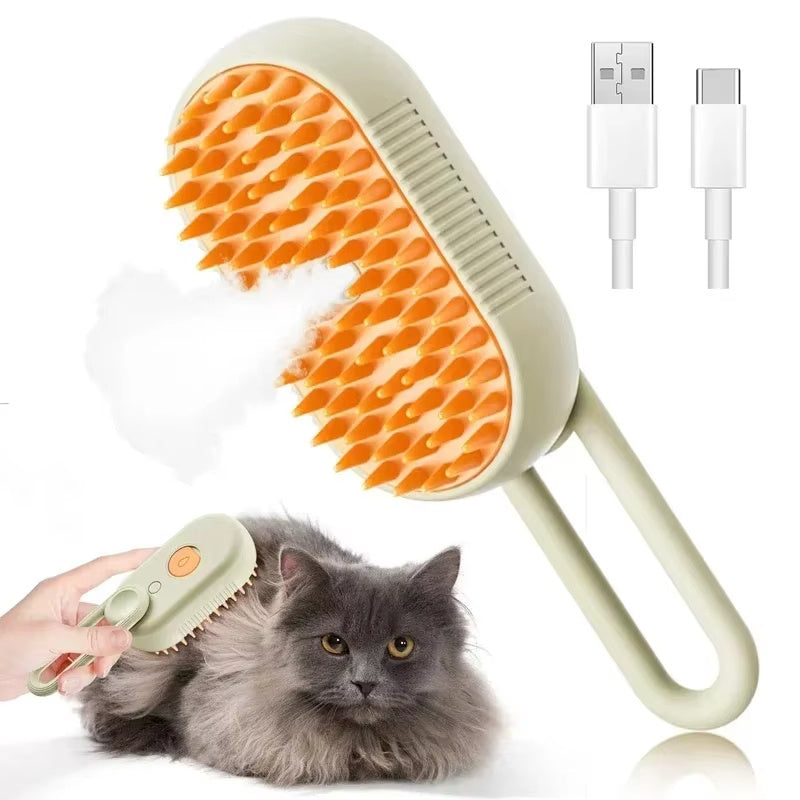Steam Pet Brush 3-in-1 Massage Dog